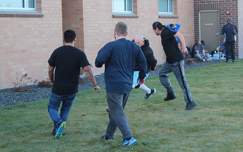 men playing football