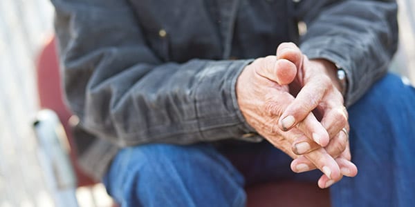 homeless man's hands